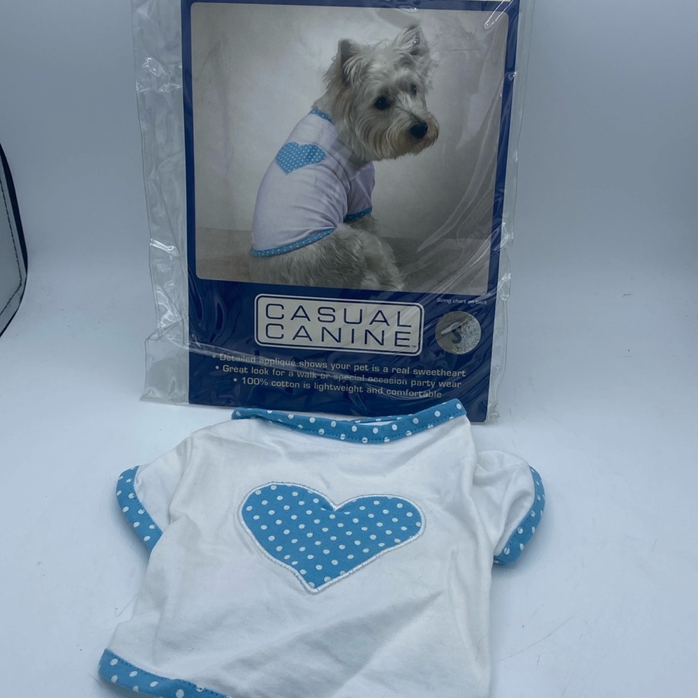Casual Canine polka dot heart tee Dog pet T shirt sz S
